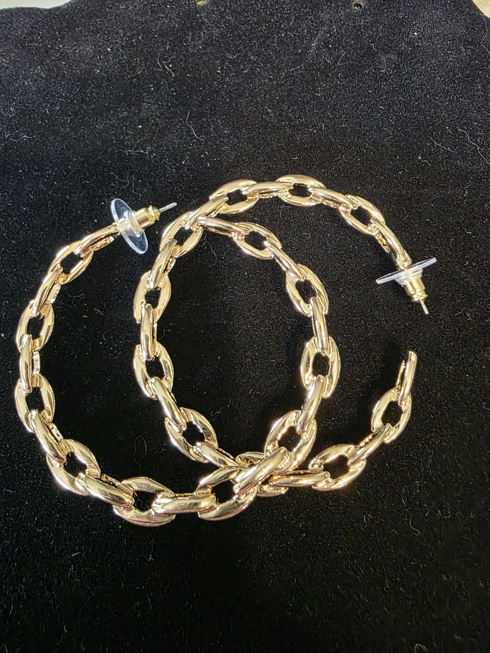 #314 Gold Chain-Link Hoop Earrings - Women's Fashion Jewelry